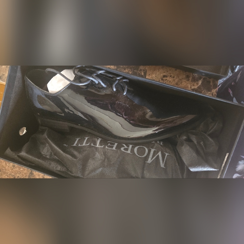 Black Patent Leather Dress Shoes Moretti Size 12 New In Box